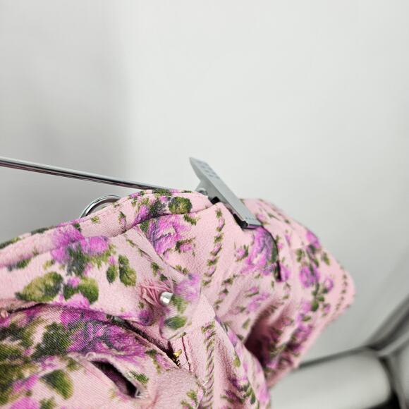 LoveShackFancy Montel Pants Pink Floral High Waist Pleated Wide Leg Size 0 - Picture 8 of 9